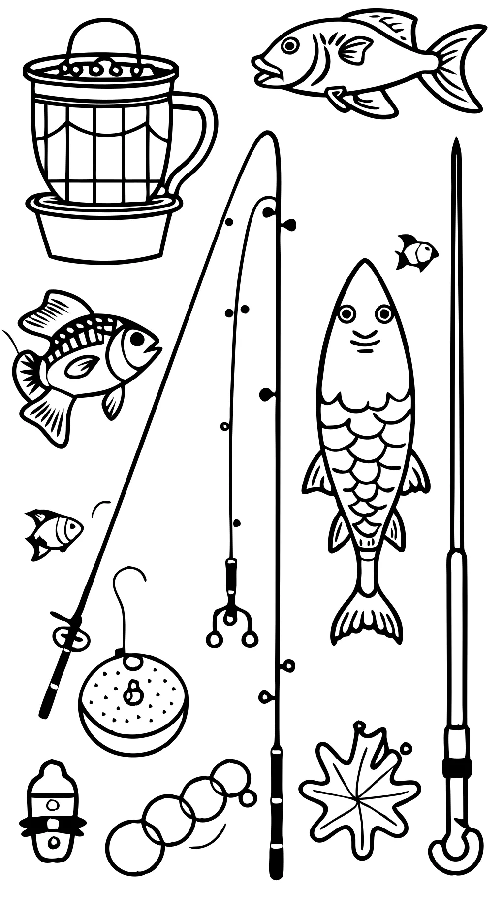 coloriage de canne à pêche